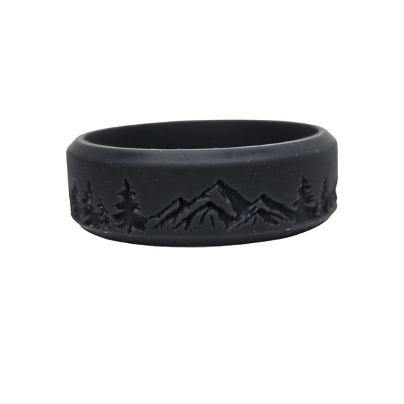 Enso Rings Etched Bevel Silicone Ring - Pine Peak - Size 14 - Picture 1 of 7